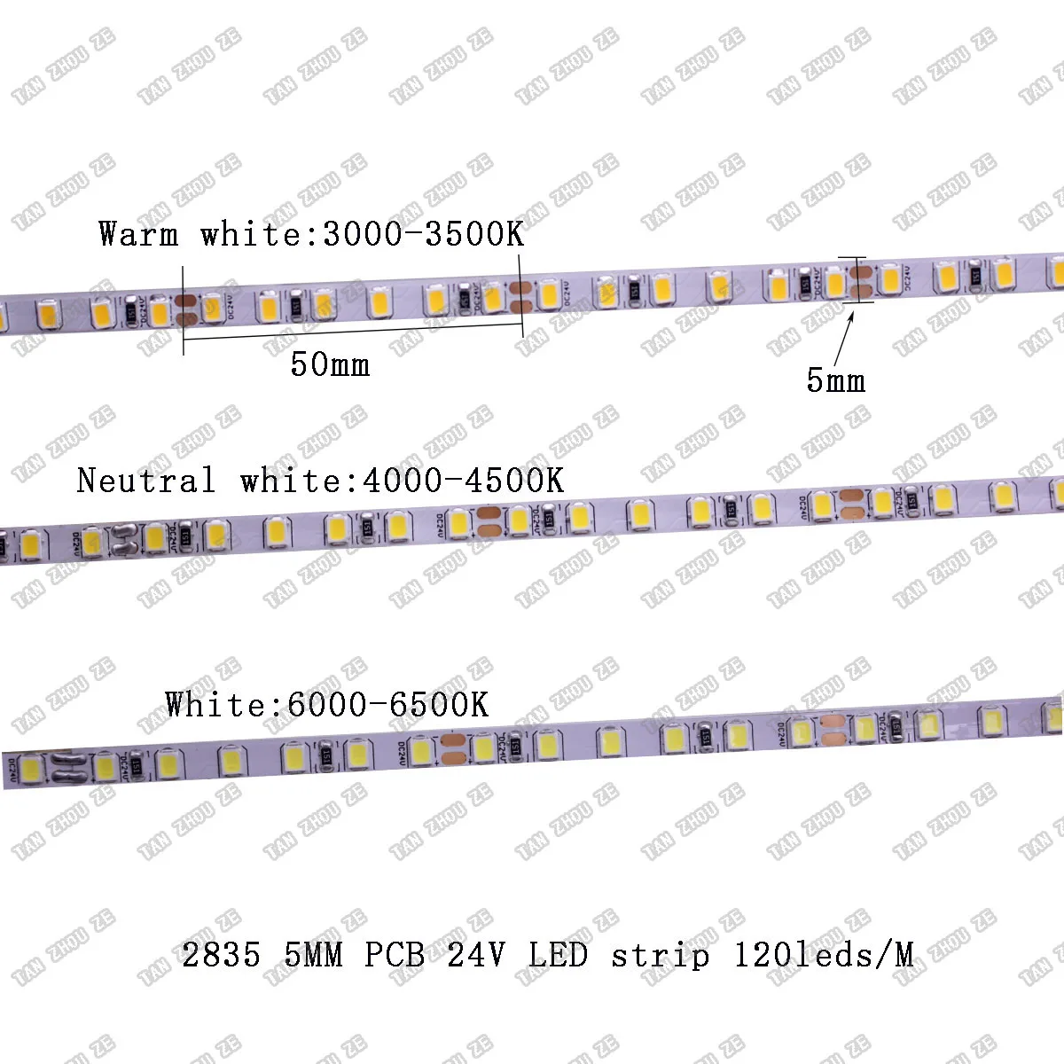 5MM szerokość PCB 5V 12V 24V 5M IP20 nie wodoodporna 2835SMD 120 led/m taśma Led, biały/ciepły biały regulowane światło Led DC12V