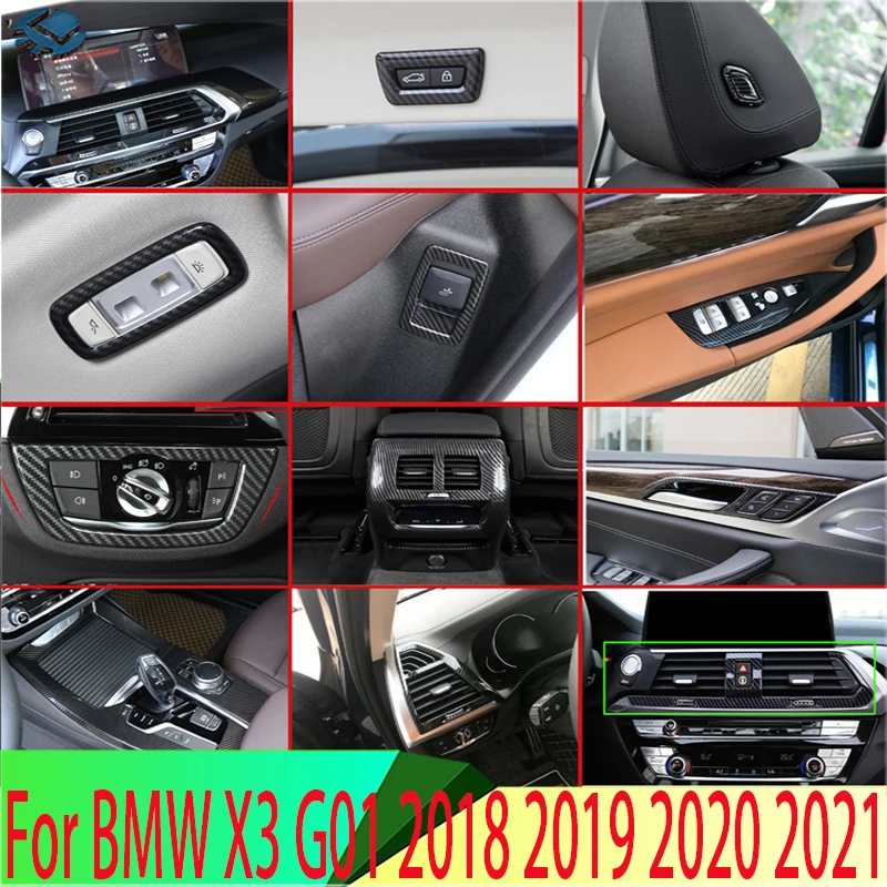 For BMW X3 G01 2018 2019 2020 2021 Car Accessories Carbon fiber style Inside Interior Cover Trim Full Set 28 Pcs