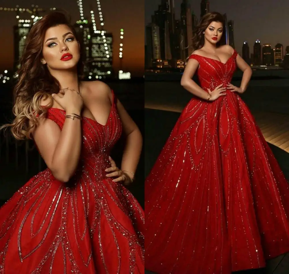 

Plus Size Beading Evening Dresses Sparkly Crystal Off Shoulder A Line Prom Dress Formal Party Dress Robe de Soiree