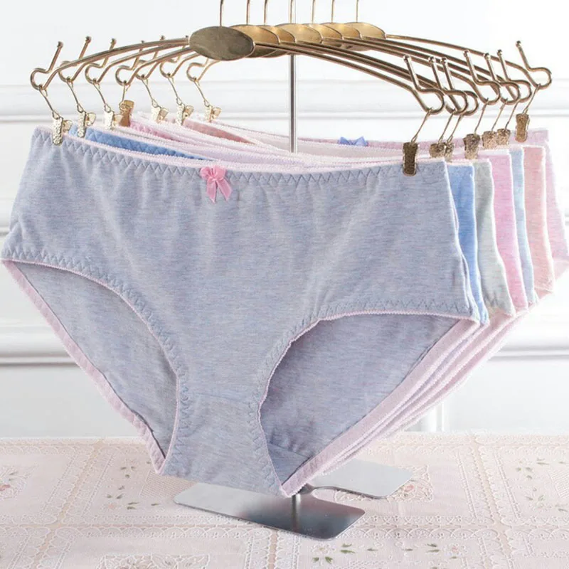 2Pcs/Lot Pantys Sexy Lingerie Underwear Female Underpants Solid Color Low-Rise Briefs Girls