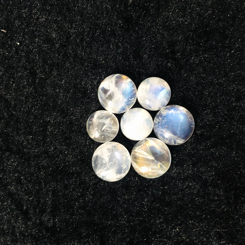 

100% Natural Rainbow Moonstone Bead Cabochon 6mm 8mm10mm 12mm Round Gem CAB Ring Face,Flat Bottom 2piece/pack