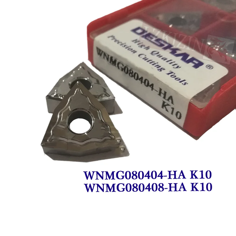 10PCS WNMG080404 WNMG080408 HA K10 Carbide Inserts DESKAR CNC Lathe Cutter Turning Tool External Turning Tool for Aluminum