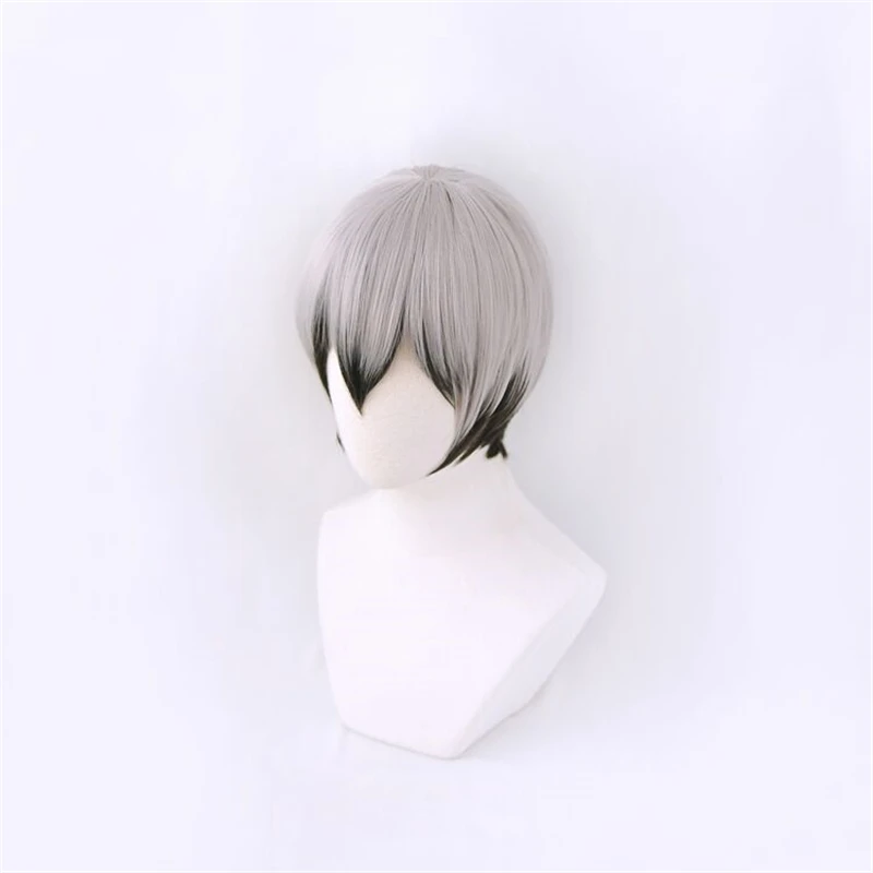 Kita Shinsuke peruka do cosplay Anime 30cm Shinsuke Kita krótkie czarne szare stylizowane syntetyczne peruki do włosów + czapka z peruką