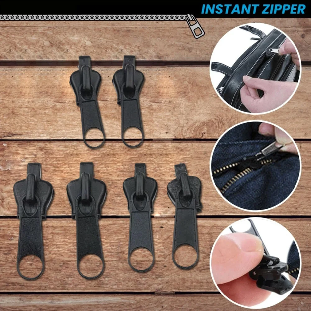 6Pcs 3 Sizes Universal Instant Fix Zipper Repair Kit Replacement Zip Slider Teeth Rescue New Design Zippers Sewing Clothes