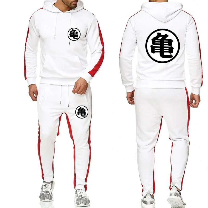 Anime Large size tracksuit men set letter sportswear sweatsuit male sweat track suit jacket hoodie with pants