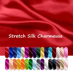 1 meter X 1.08 meter Quality Stretch Silk Fabric Charmeuse Glossy Soft Sleep Gown Material