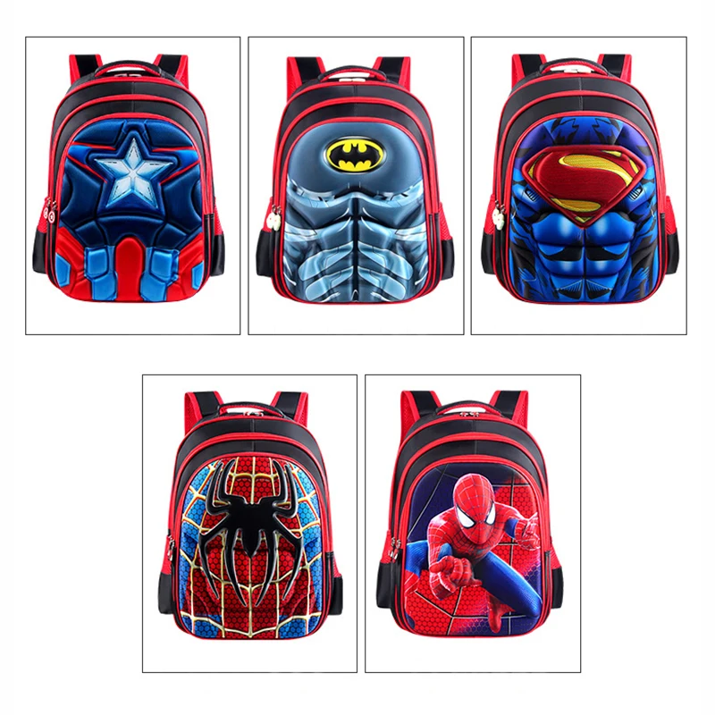 Boy Schoolbag Spiderman Captain America Children Kindergarten School bag Teenager Kids Student Backpack