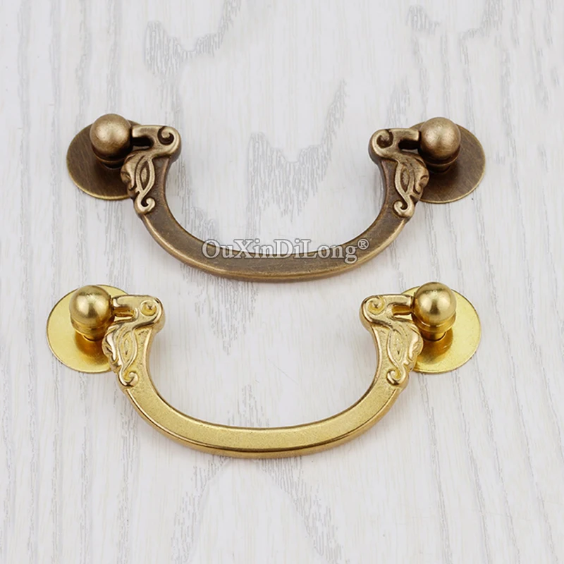 Retro 10PCS Solid Brass Furniture Pulls Handles Drawer Knobs Cupboard Wardrobe Kitchen Closet Dresser Cabinet Door Pulls Rings