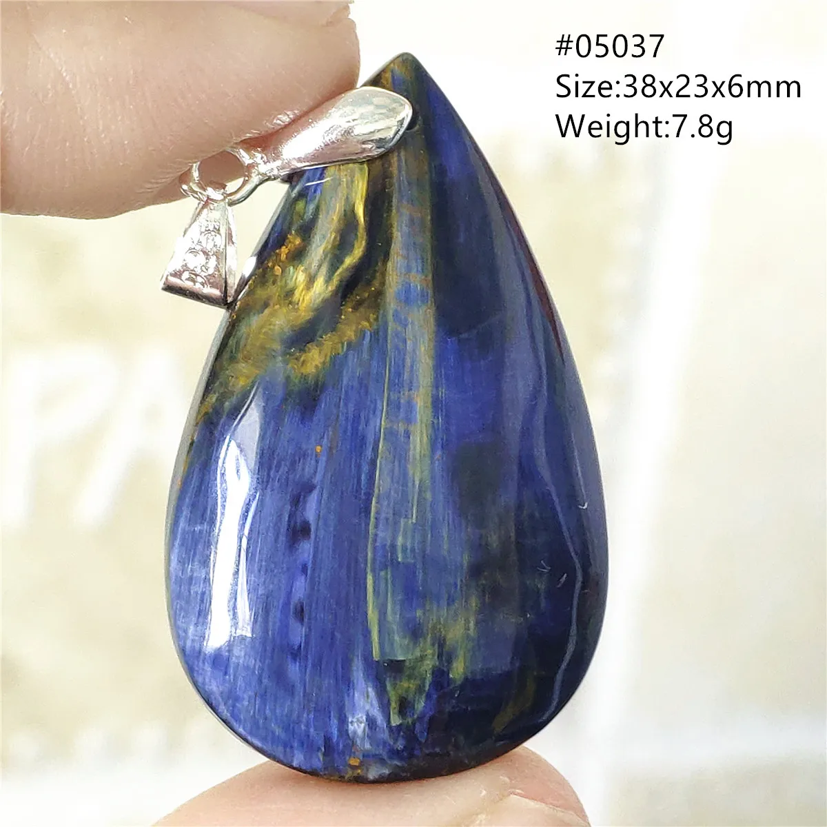 Natural Blue Pietersite Pendant Chatoyant Namibia 38x23x6mm Rare Women Men Cat Eye Fashion Jewelry AAAAAA