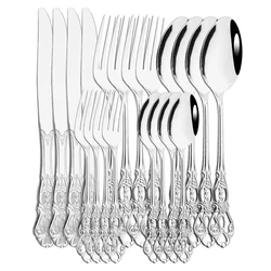 Royal Flatware Cutlery Set Silver Stainless Steel Dinnerware Western KnifeTea Spoon Fork Silverware Tableware Kitchen Set