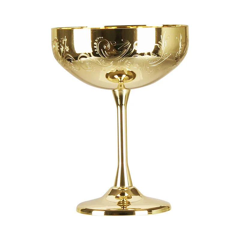 304 Stainless Steel 270ml Martini Cocktail Glass Goblet Creative Personality Metal Glass Wheat Ear Glass Champagne Glass