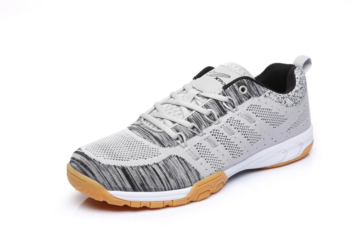 Men Table Tennis Shoes Breathable Gray Women Sports Tennis Shoes Antiskid Shock Absorption Indoor Man Trainer Big Size