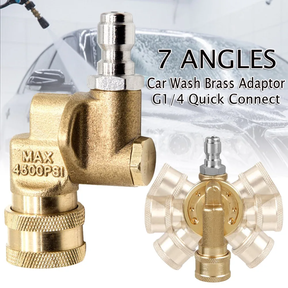 

Car Wash 7 Angles Brass Adaptor G1/4 Quick Connect Metal Lance Joint High Pressure Washer Accessory Clean Blind Corner Car Roof