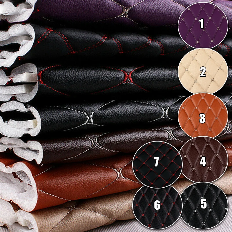 

1M Artificial Pu Leather Thick Sponge Quilted Leather Fabric for Diy Car Floor Mat Background Wall Sofa Furniture Upholstery