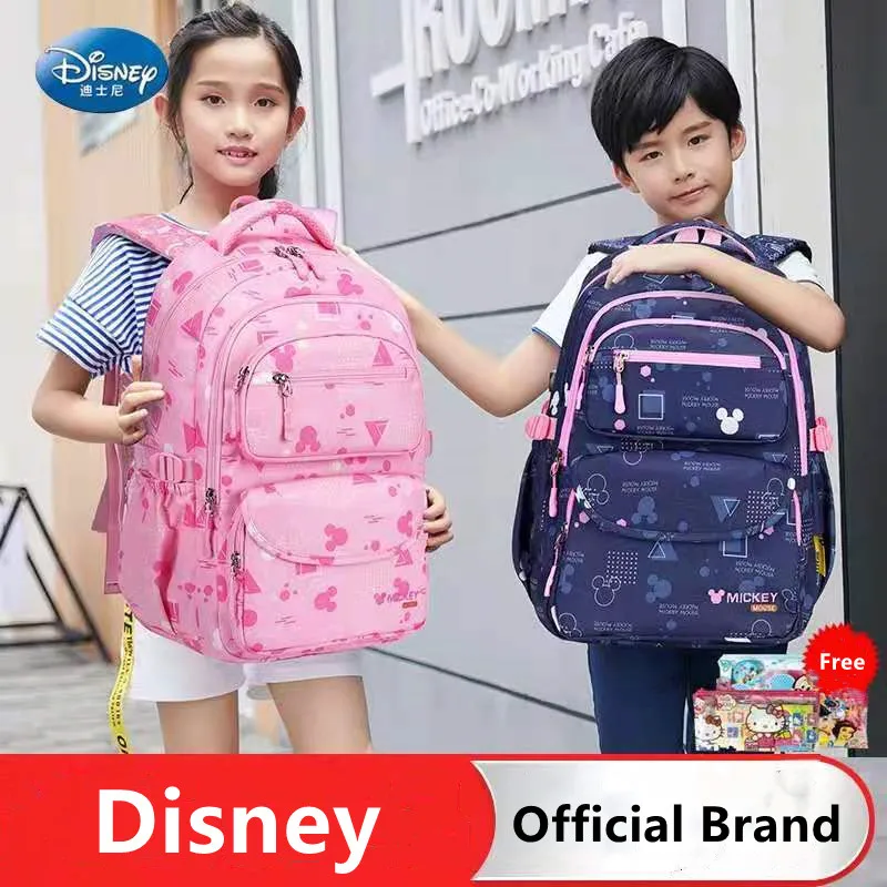 Disney Mickey School Bags For Boys Girls Princess Primary Student Shoulder Backpack Super Light Grade 1-6 Kids Gifts Mochila