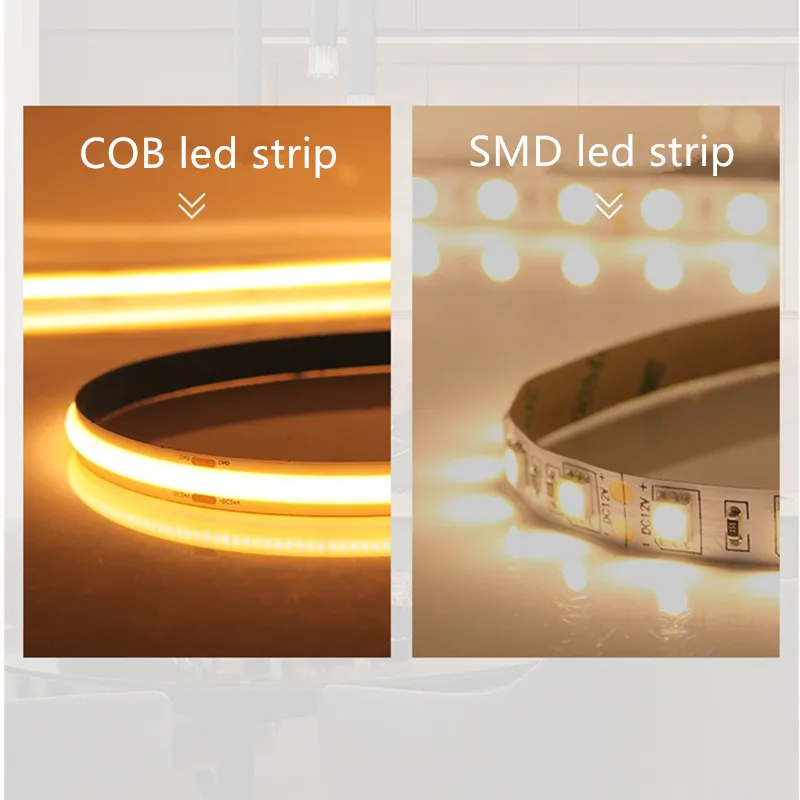 5mm PCB COB Led Strip Light Super sottile 12V 24V Soft Flex Tape luci lineari bianco caldo 3000K natura bianco 4000K bianco freddo 6500K