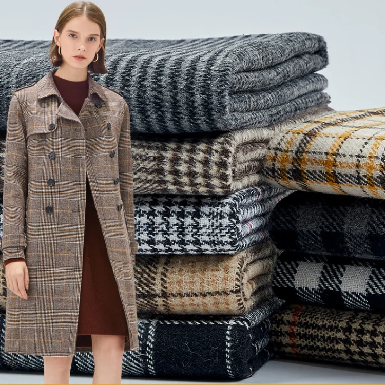 Autumn Winter Thick Woolen Cloth Fabric British style Plaid Wool Tweed Coat Dress DIY Apparel Sewing Fabrics per meter 50x150cm