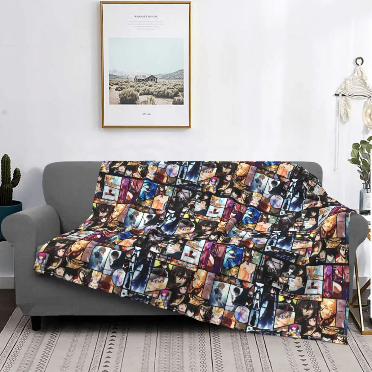 

Anime Collage Blankets Fleece Decoration Ultra-Soft Throw Blankets for Bedding Bedroom Plush Thin Quilt