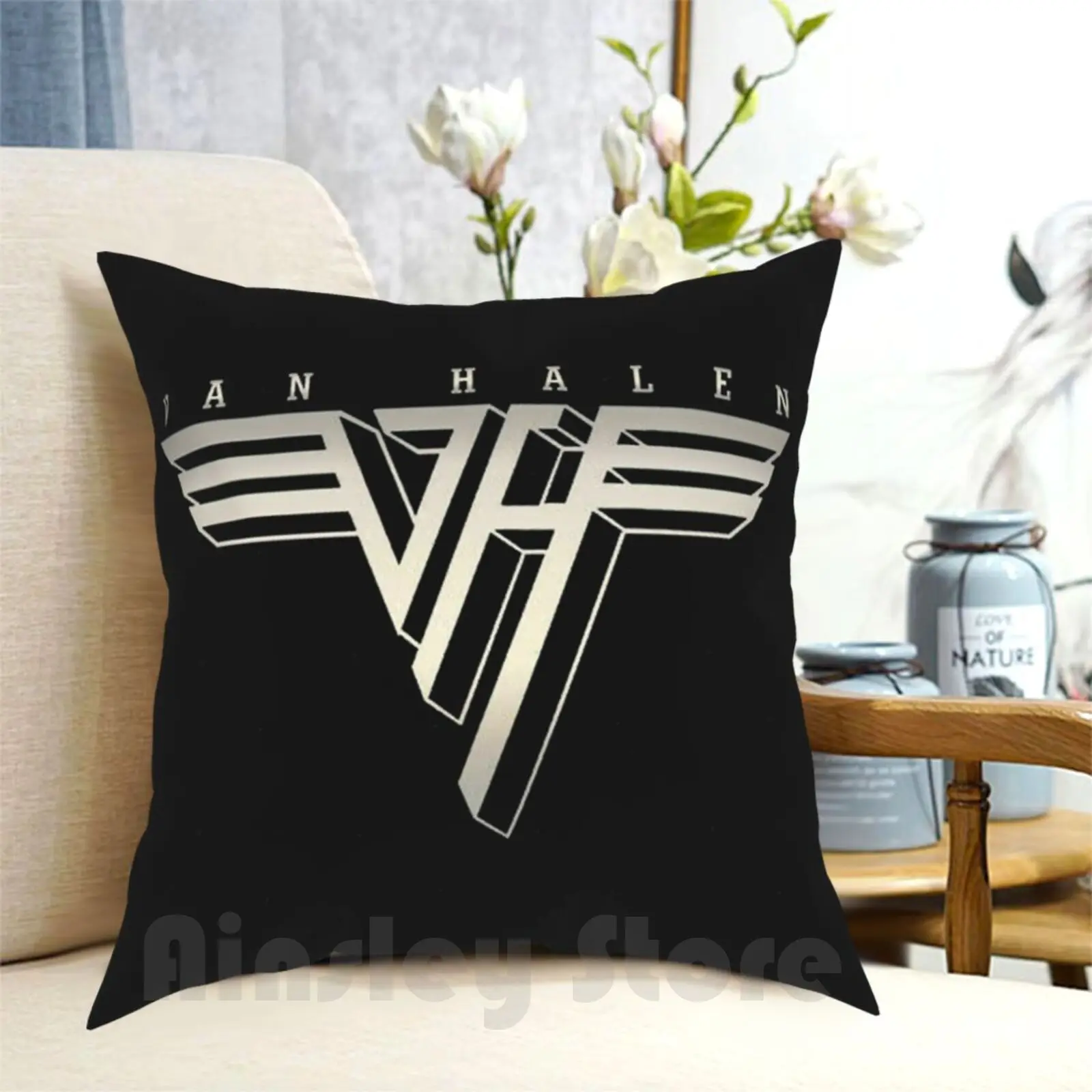 Grey Van Potrait Pillow Case Printed Home Soft Throw Pillow Album Cool Halen Guy Good Eddie Man Music Heavy Tour Xmas