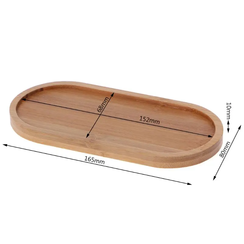 Oval Shape Bamboo Wood Saucer Plant Tray Mini Plant Flower Pot Stand Favor Succulent Pot Tray Simple Elegant Design Home Decor