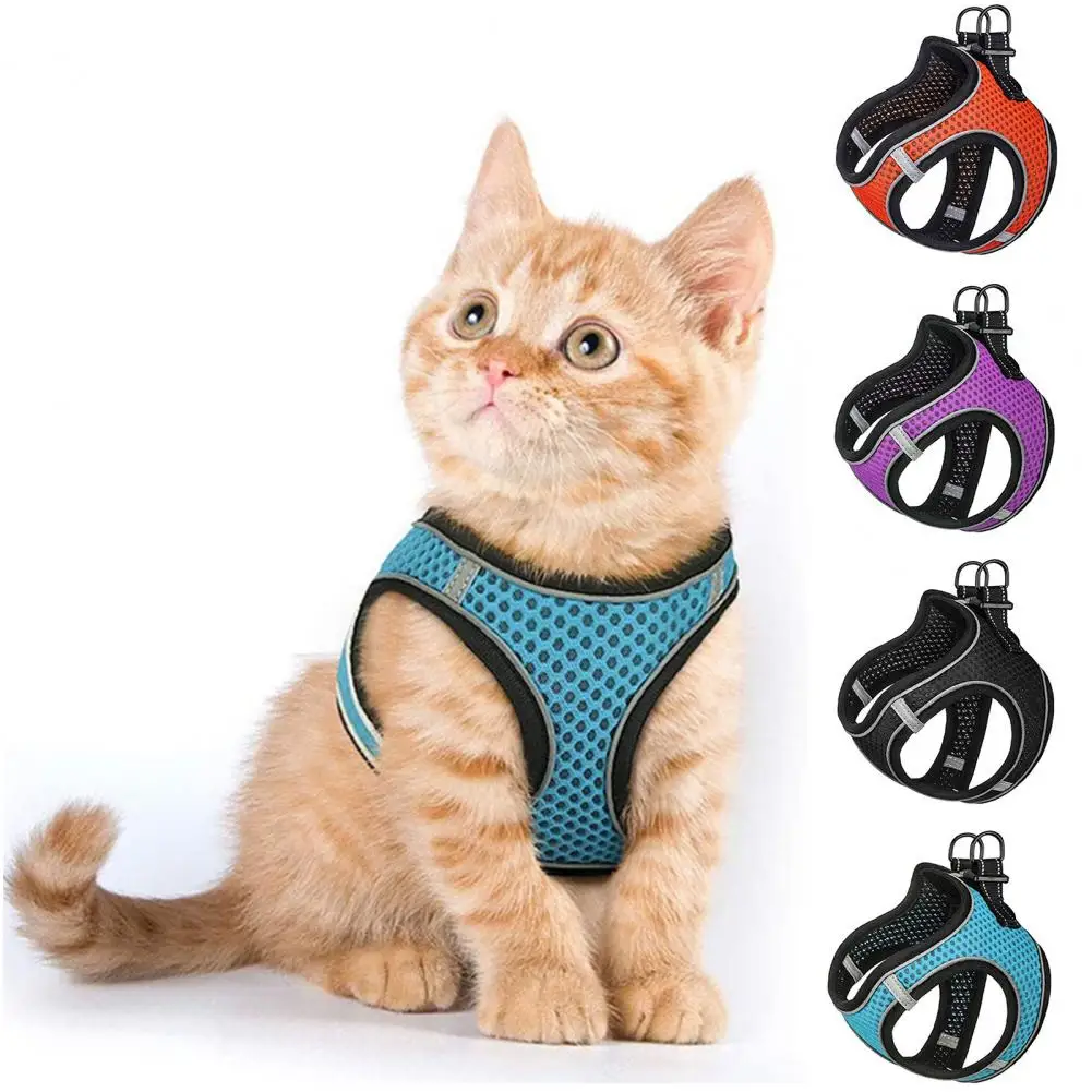 1pc Pet Chest Strap Reflective Stripes Pressure Reduction Breathable Pet Cats Vest Harness Pet Products