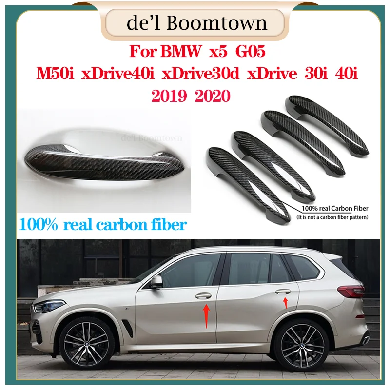 

New Car 100% Real Carbon Fiber Door Handle Cover accessories For BMW x5 G05 M50i xDrive40i xDrive30d xDrive 30i 40i 2019 2020