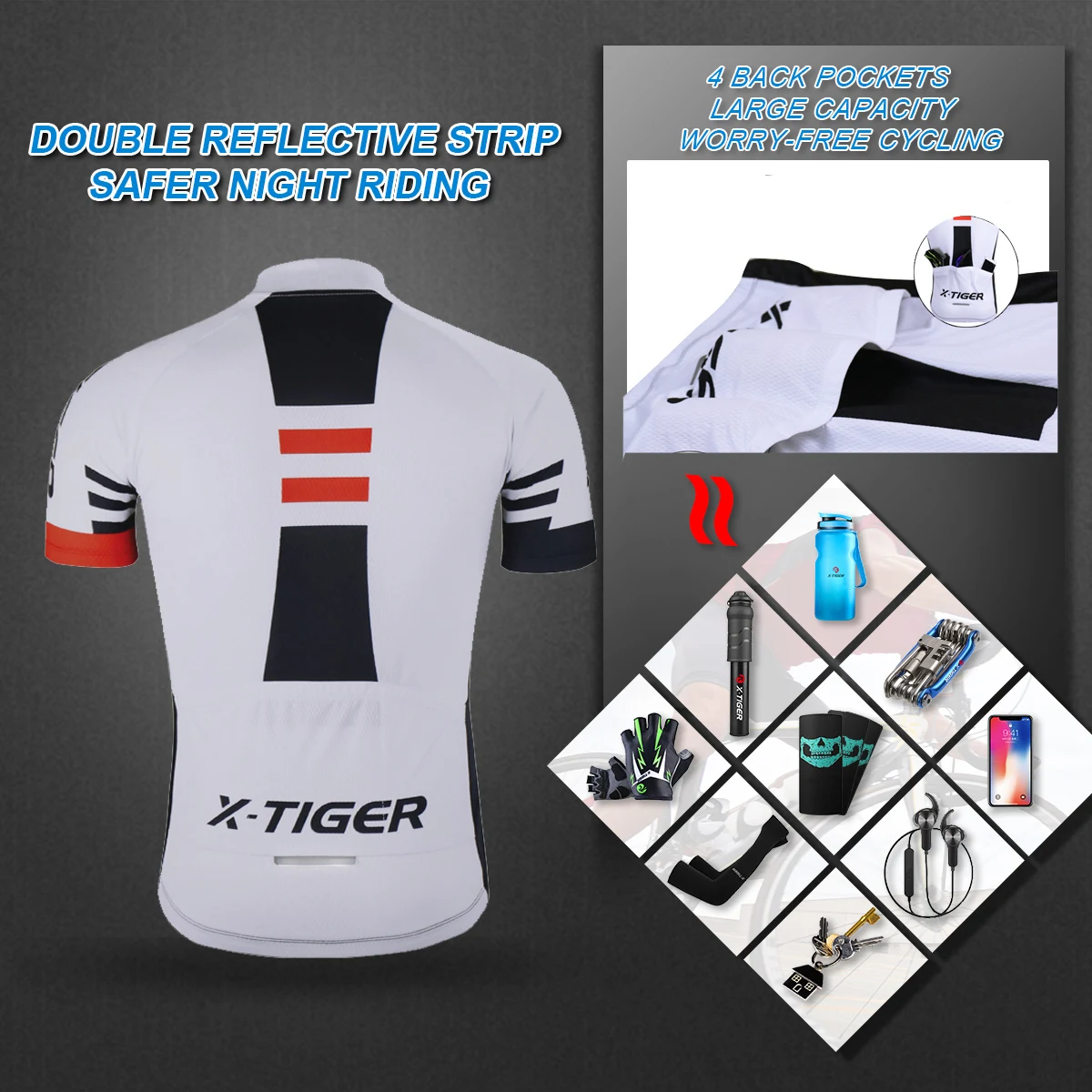 X-TIGER de secado rápido para Ciclismo, Ropa de verano de manga corta para Ciclismo de montaña, Maillot, Ropa de bicicleta de carreras