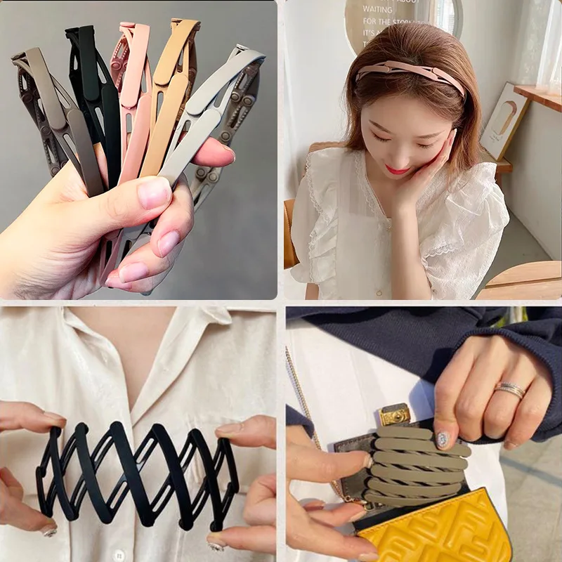 Portable Telescopic  Headbands  Women  Korean Folding Haircard with Toothed Anti-skid Face Wash Headband  Hair Accessories