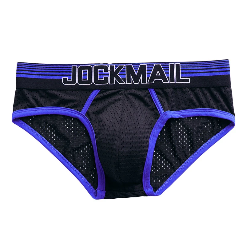 JOCKMAIL sports briefs shorts solid color Nylon mesh fiber Low waist men\'s underwear daily casual pants fitness swimming trunks