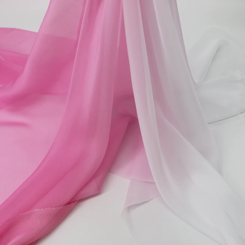 gradient imitated silk mateiral 30d chiffon fabric for dress 2 tone fabric for dancing clothing wedding fabric meter