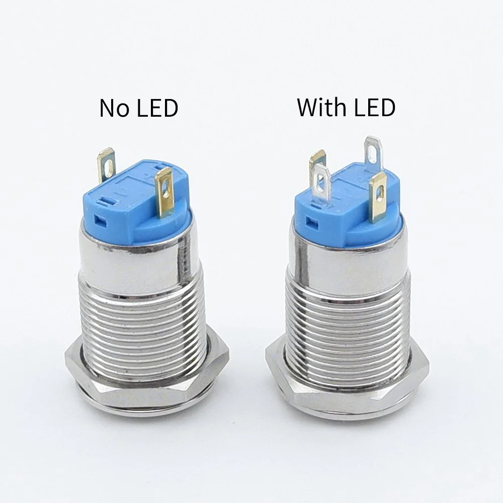 12mm Button without fixation Metal Illuminated Push Button Switch Led 12v Latching Light Waterproof Momentary 3V 5V 6V 220V 110V