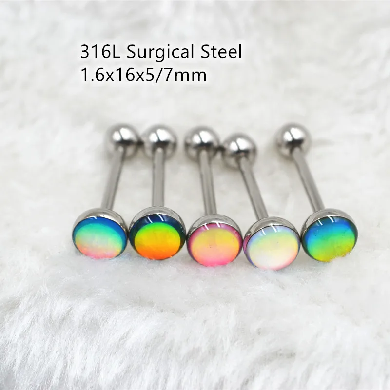 

LOT50pcs Body Piercing Jewelry-Surgical Steel New Colorful Tongue Ring Bar Nipple Barbells 14G Body Piercing Jewelry