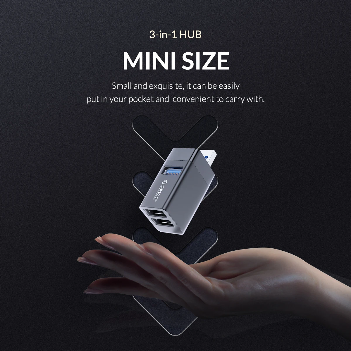 ORICO-USB 3.0 미니 허브 USB 2.0 분배기, 고속 확장 3 포트 USB 데스크탑 노트북 무료 드라이브용