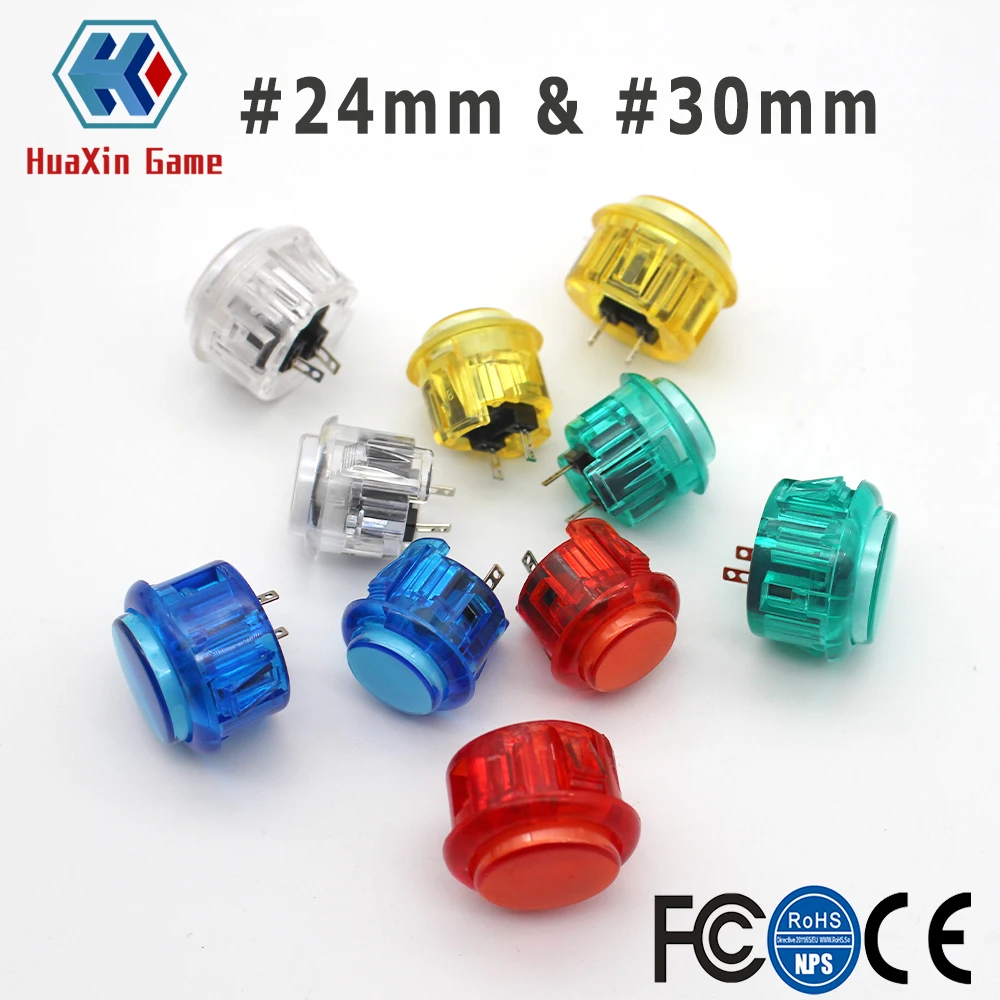 Arcade Game DIY Part Kit for PC Mame, Raspberry Pi Retro Pie, 5Pin, 8 Way Copy SANWA Joystick, Transparent, 30mm, 24mm Buttons