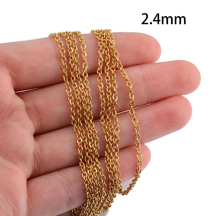 2m 1 Packung Edelstahl-Halskette DIY mit Kette Hochwertiger Großhandelsschmuck – Detail 1