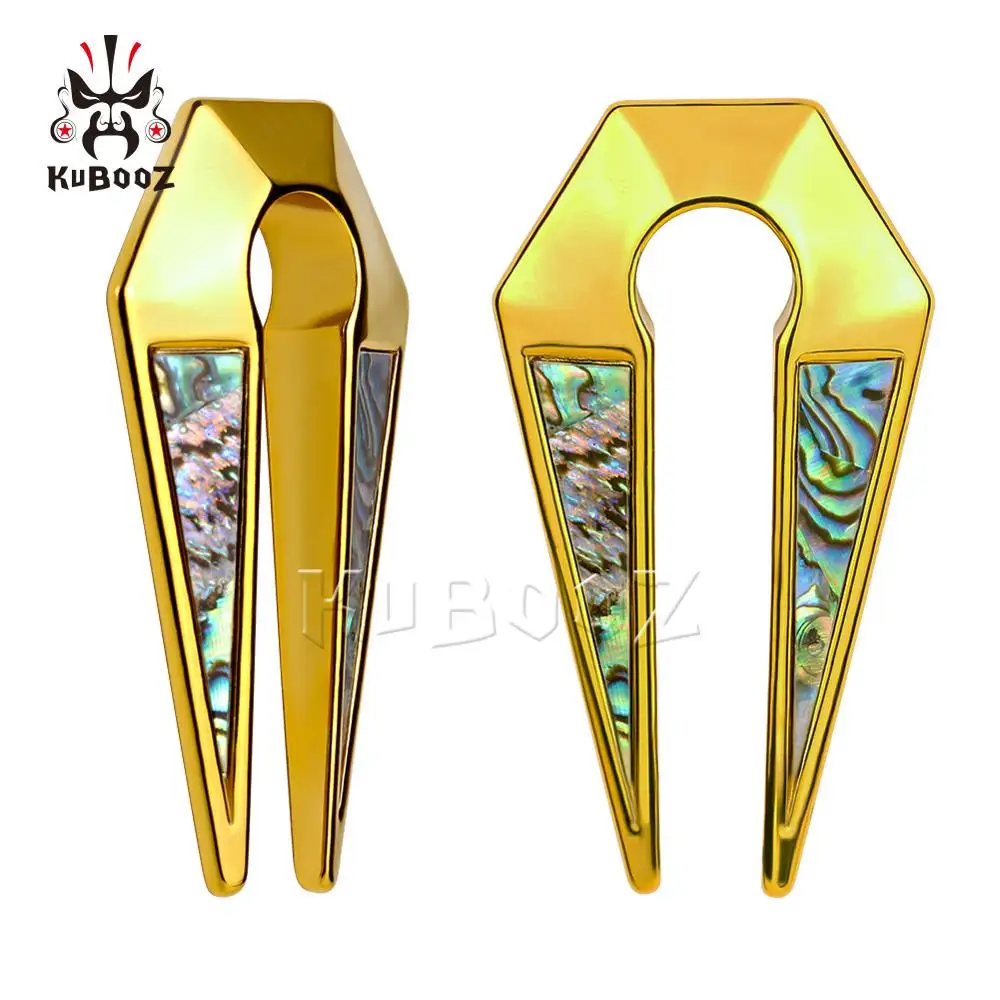 Kubooz Piercing Shell Ear Clip Stainless Steel Gauges Expander Body Jewelry 2PCS