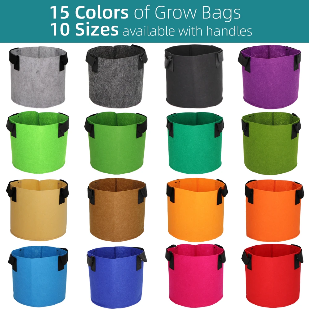 RBCFHl 1-20Gallon 15 Colors Garden Grow Bag w/ Handles Indoor Outdoor Fabric Aeration Plant Pot Container Flower Vegetable Pouch