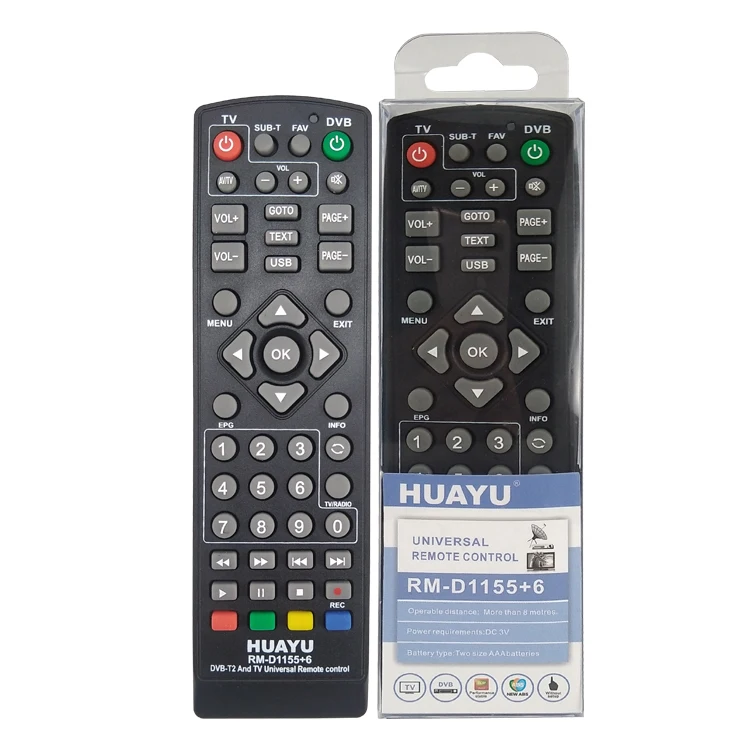 

HUAYU RM-D1155+ Universal remote control for DVB-T2 digital set-top box for terrestrial TV