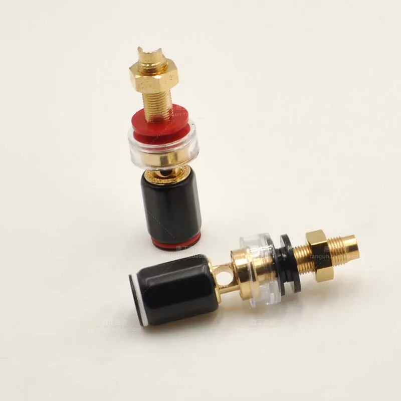 High quality pure copper gold plated speaker amplifier welding-free wire column banana plug socket M8 screw image 2