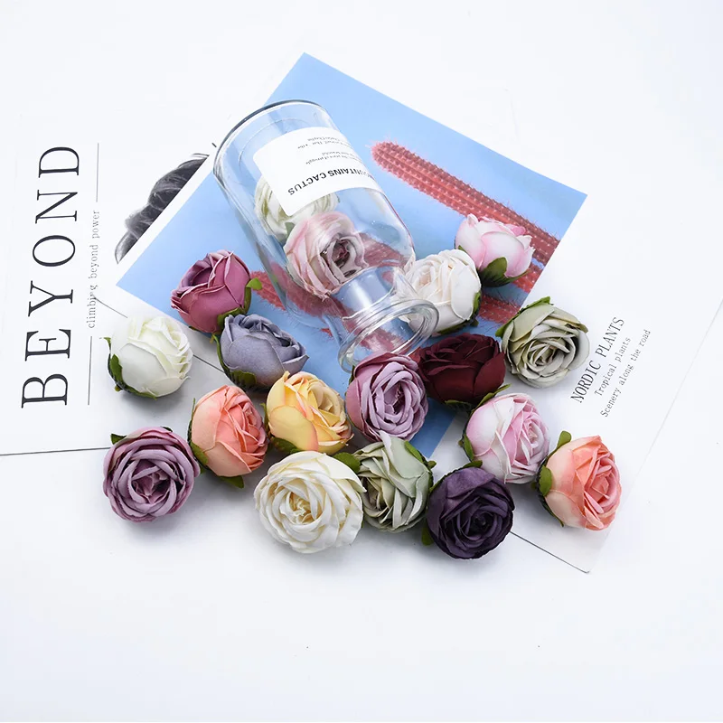10 Pieces Fake Rose Head Home Decoration Accessories Candy Box Brooch Diy Wedding Bridal Accessories Clearance Birthday Garland