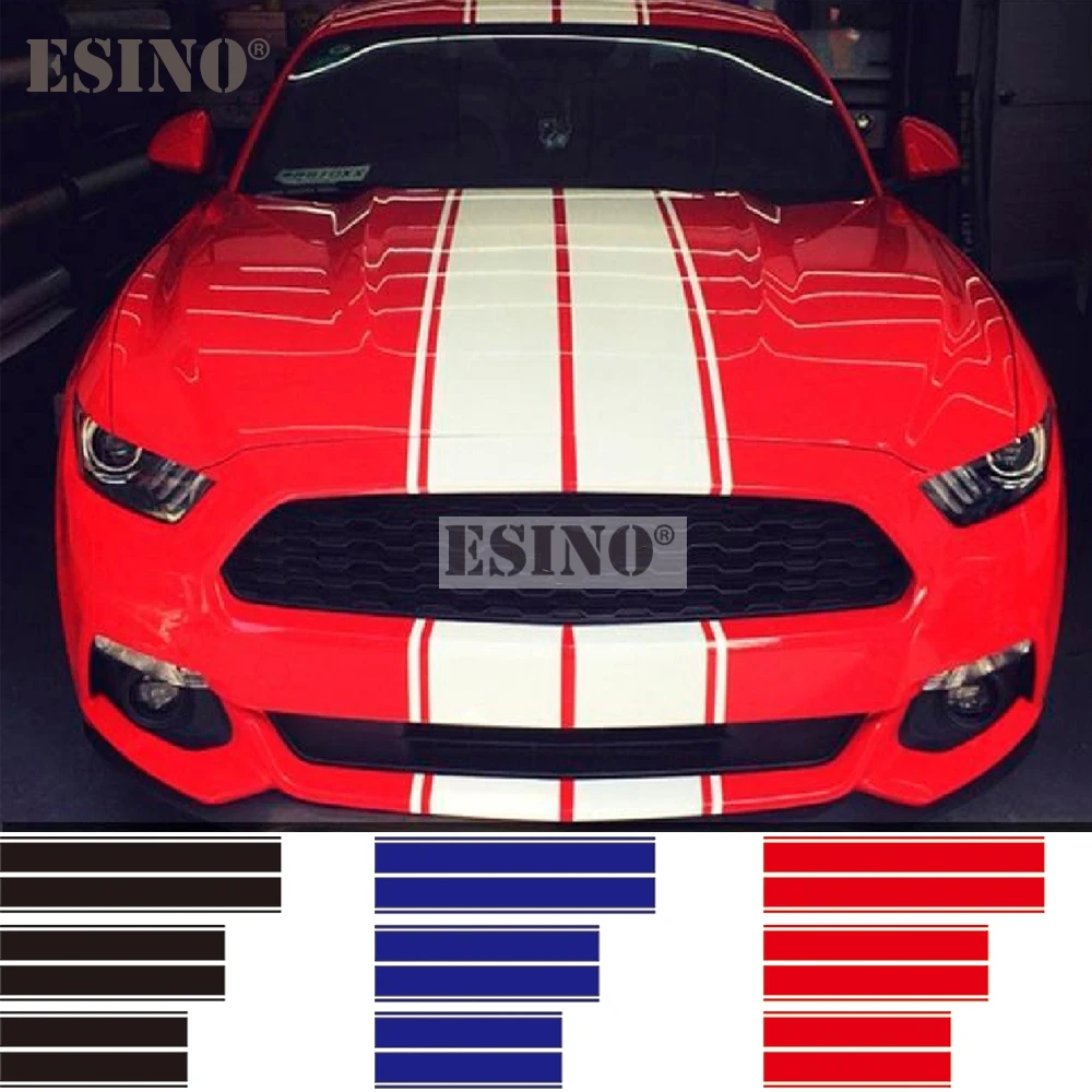 Universal Racing Style Stripes Vinyl Decals Hood Roof Trunk PVC Carving Full Body Sticker Set for Mustang GT350 GT500 Shelby