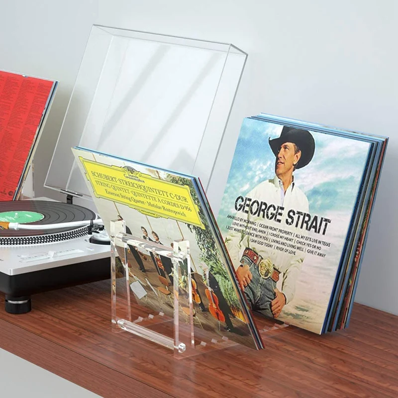 

Clear Vinyl Record Stand Holder for Desktop Album Storage Acrylic Vinyl Record Shelf Display 50 LPs