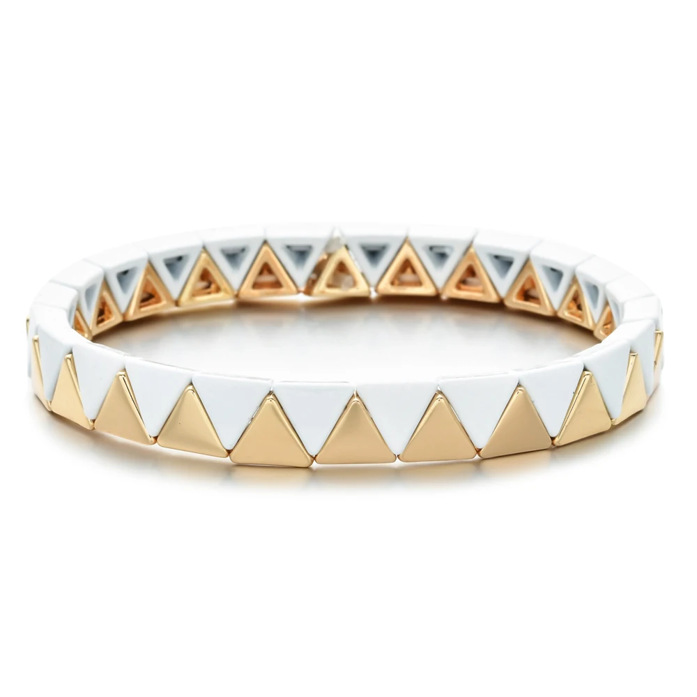 2024 Spring Boho Bracelet Handmade Friendship Braided Stackable Enamel Rainbow Tile Bracelet Fashion Street Photography Bangles