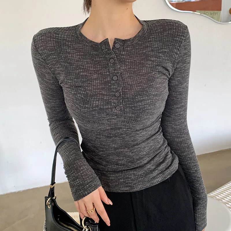 2021 Spring Thin Cotton T-shirts Tees Women\'s Elastic Slim Solid Soft Semi-transparent O-neck Tshirt Top Real Photos