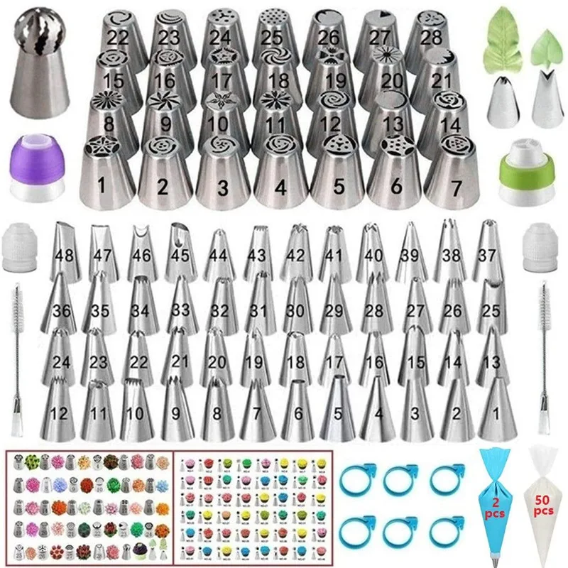 145 Pcs/Set Russian Piping Cream Flower Nozzles Cake Decorating Tools Pastry Bag Tips Kitchen DIY For Bakery Accessories