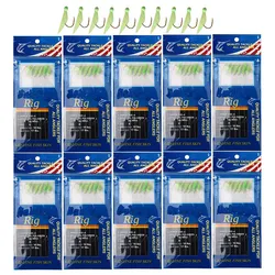 5/10/20Pack Sea Fishing Bait rigs Real fish skin Luminous beads Mackerel Saltwater Freshwater Fishing rig String Hook Size 4/6/8
