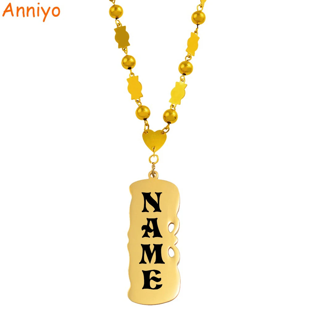 

Anniyo Personalized Name Beads Necklace Women Girls Marshall Jewelry Micronesia Customize Letters Nameplate Hawaiia #069121