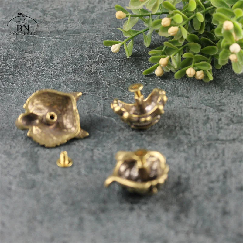 Pure Brass Wolf Head Decorative Buckle Retro Fashion Wallet Rivet Button DIY Leather Bag Backpack Belt Screw Buckles Accessories