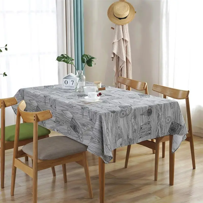 Creative Printed Cotton Linen Tablecloth Kitchen Tablecloth Washable Wood Grain Table Cover Photography Backdrop Prop For Home