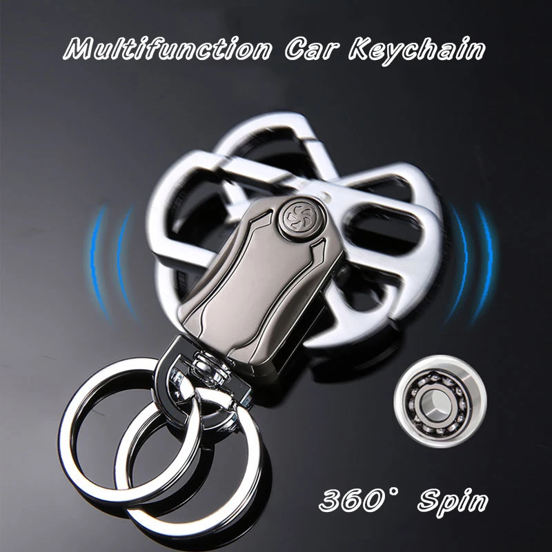 New Car Key Holder Fingertip Gyro Keychain with Bottle Opener Three-in-one Multi-function Car Key Chains Men Waist Keychain